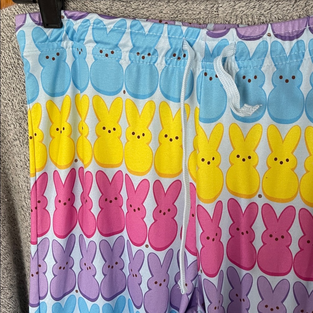 PEEPS Bunny Lounge Pants Size Small Medium Elastic Waist Drawstring Easter - Picture 3 of 5
